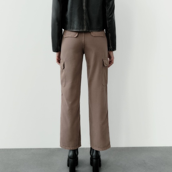 Zara straight leg cargo pants with high waist NWT - Picture 4 of 8
